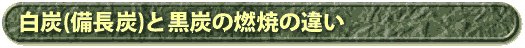 白炭(備長炭)と黒炭の燃焼の違い